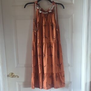Orange Western Sleeveless Dress